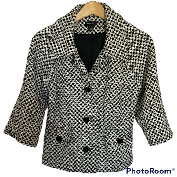 Spense Black and White Blazer Jacket, Small - Picture 1 of 4